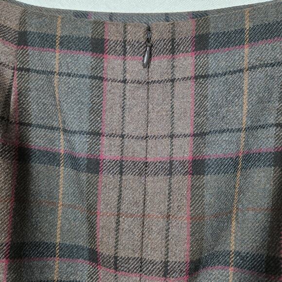 VTG Casual Corner 100% Wool Skirt sz XL* Brown Green Plaid Preppy READ - Picture 9 of 16